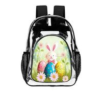 ADFGYERH Spring Happy Easter Holiday Clear Backpack Large, zaino trasparente in PVC trasparente per sicurezza, lavoro, viaggi, stadio