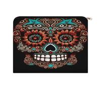 ADFGYERH Sugar Skulls Day of The Dead - Trousse per trucchi da donna, portatile, con cerniera, borsa da viaggio per cosmetici e pennelli da trucco