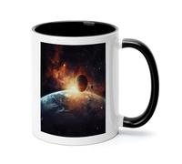 ADFGYERH Sun and Earth - Tazza da caffè da viaggio in ceramica, con manico, per latte e cioccolata calda, ideale per vacanze e ufficio, adatta al microonde