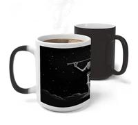ADFGYERH Tazza con scheletro nella notte, realizzata in ceramica, comoda da tenere, tazza da caffè sensibile al calore, cambia colore, tazza da viaggio per caffè, adatta per caffè, tè, cioccolata