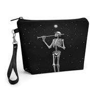 ADFGYERH Trousse da viaggio con scheletro nella notte, grande capacità, trousse da donna, borsa da toilette con manico per la cura della pelle, pennelli e accessori da viaggio