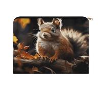 ADFGYERH Trousse per trucchi da donna, con scoiattolo nel bosco, portatile, con cerniera, borsa da viaggio per cosmetici e pennelli da trucco