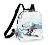 ADFGYERH Zaino a tema sci in tessuto Oxford impermeabile, zaino da donna con fondo solido comodo e comodo, borsa per computer portatile adatta per occasioni di lavoro o casual, unisex