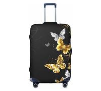 ADFSHIDS Copertura elastica lavabile per valigie e bicchieri di vino con rosa rossa, adatta per bagagli da 45 a 81 cm, Oro Bianco Farfalle Nero, Small