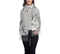 ADFSHIDS Sciarpa da parete con nappe da parete con note musicali, sciarpa morbida e confortevole in cashmere, scialle, nero, taglia unica