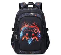 ADGBPE Zaino da scuola per ragazzi per adolescenti, resistente, zaino per bambini, grande, secondario, impermeabile, grande e durevole, 1-black Gioco, L, Classico