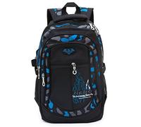 ADGBPE Zaino Da Scuola Per Ragazzi Zaino Secondario Zaino Per Adolescenti Resistente Di Grandi Dimensioni Impermeabile (2-Blu)