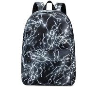 ADGBPE Zaino Scuola Media Ragazzi Elementare Bimbo Elementari Bambino School Bag For Boys Lightning Grande Leggero Viaggio Impermeabile (4-Nero)