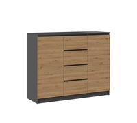ADGO 2D4S 120 - Cassettiera con 4 cassetti e 2 armadi, 120 x 97 x 40 cm, stile classico con ripiani per camera da letto, corridoio, soggiorno (spedizione in 2 confezioni) (antracite/rovere Artisan)