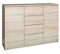 ADGO 2D4S 120 Comò con 4 Cassetti e 2 Armadi 120x97x40 cm, Classico Armadio con Mensole, per Camera da Letto, Profondo, Autoportante, Salvaspazio (Spedizione in 2 Confezioni)(Sonoma)