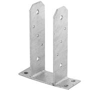 ADGO Base Post Vite per Base Palo Ancoraggio TT Staffa da 90 mm, Manica di Supporto, per Calcestruzzo, Recinzioni, Gazebo, Garage, Capannoni, Lamiera di Metallo Anticorrosione Galvanizzata Argento