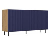 ADGO - Cassettiera con ante - Credenza soggiorno Kama 3D - larghezza 150cm, altezza 78cm - per Camera da Letto, dei Bambini, Ragazzi - 6 ripiani Spaziosi - Slim - Colore Artigiano/Blu Scuro