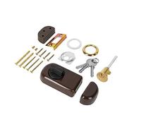 ADGO Ergo Serratura Supplementare per Porta, con Bottone, Inserto Rotondo e 3 Chiavi, Meccanismo in Acciaio, Cilindro Esterno, Serratura a Cassetta (50 mm, Marrone)