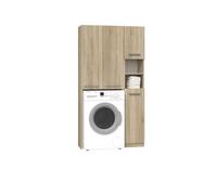 ADGO Marpol DD Sonoma - Set bagno 30 x 96 x 183 cm, armadietto sopra lavatrice + poller, scaffale da bagno, sovrastruttura per lavatrice