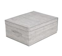 ADGO Miami Scatola Pieghevole con Maniglia, Scatola Appendiabiti, Softbox, Contenitore per Riporre Gli Abiti e l'organizzazione, in Tessuto, Beige (36 x 48 x 19 cm, con Coperchio)