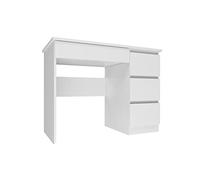 ADGO Mijas Scrivania per Computer con 4 Cassetti 51x98x76cm, Scrivania per Lavoro, Classica, Design Semplice, Rettangolare, per uno Studente (Spedizione in 2 Confezioni) (Destra, Bianco Opaco)