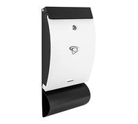 ADGO Modern Black & White Edition - Cassetta delle lettere elegante, 470 mm x 250 mm x 65 mm, montata a parete, impermeabile, in acciaio zincato, serratura Yale, 2 chiavi (BW13)