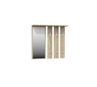 ADGO Opal - Set di mobili da corridoio, 2 in 1, 6 ganci appendiabiti e ripiano, pannello appendiabiti, specchio rettangolare da parete (specchio + appendiabiti, rovere Sonoma)