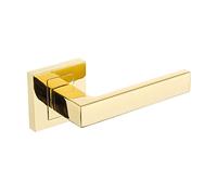 ADGO Qubik II - Elegante maniglia per interni da 123 mm, targhetta divisa 55 x 55 mm, elegante impugnatura per interni, in alluminio massiccio (oro)