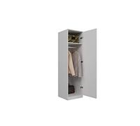 ADGO SD-50 Armadio per Vestiti 50x50x180cm, per Appendere Grucce Appendiabiti, Spogliatoio, Armadio per Camera da Letto, Tubo per Grucce e Mensole a Soffitto (Spedizione in 2 Confezioni)(Bianco Opaco)