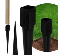ADGO - Set di 4 - Supporto per pali - Base quadrata - 100x750 mm - Piede di ancoraggio zincato - Fissaggio di pali di recinzione e strutture esterne - Metallo robusto - Nero