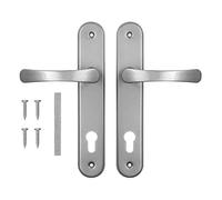 ADGO Set di maniglie per porta, 72 maniglie per porte interne a sinistra, destra, con foro per cilindro, in acciaio inox, set di maniglie in alluminio, colore argento