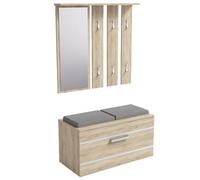 ADGO Set di mobili da corridoio, 3 in 1, armadi, specchio, appendiabiti e scarpiera, guardaroba compatto per il tuo ingresso (set da corridoio, rovere Sonoma) (spedito in 2 confezioni)