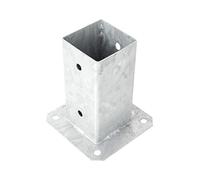 Adgo - Supporto per paletto per recinzione galvanizzato a caldo, supporto da pavimento per inserimento di elementi, in acciaio, colore: Argento (100 x 100)