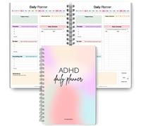 ADHD - Agenda giornaliera per adulti neurodivergenti, pianificatore giornaliero della produttività e gestione delle attività per rimanere organizzati e concentrati, formato A5, arcobaleno pastello