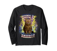 ADHD e ansia Neurodiversità Divertente Stupido Meme Cat Maglia a Manica