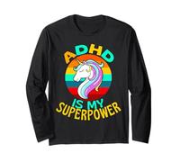 ADHD è la mia Superpotenza Amante degli unicorni Maglia a Manica