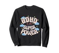 ADHD Is My Super, Power Retro Rainbow Cloud Graphic Felpa