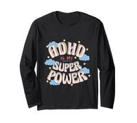 ADHD Is My Super, Power Retro Rainbow Cloud Graphic Maglia a Manica
