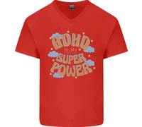 Adhd Is My Superpower Uomo Scollo A V Cotone T-Shirt