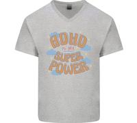 Adhd Is My Superpower Uomo Scollo A V Cotone T-Shirt