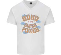 Adhd Is My Superpower Uomo Scollo A V Cotone T-Shirt