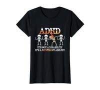 ADHD It's Not Disability It's A Different Ability Skeleton Maglietta con Stampa Grafica Economica, Donna, Nero, XL