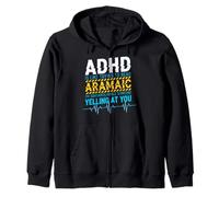 ADHD Lettura Aramaico Glitch Testo Grafico Neurodiversità Felpa con Cappuccio