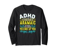 ADHD Lettura Aramaico Glitch Testo Grafico Neurodiversità Maglia a Manica