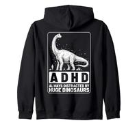 ADHD Sempre distratto da enormi Dinosauri Neurodiversità ADHD Felpa con Cappuccio