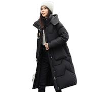 Adhdyuud Giacca Parka In Cotone Con Cappuccio Staccabile Da Donna Cappotto Invernale In Cotone Caldo Lungo E Spesso Solido Black XXXL