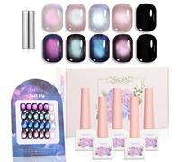 ADHERE 12ml Kit Gel Magnetico Multiuso da 5 Pezzi con Bacchetta Magnetica, Set di Cat Eye Gel Polish Smalto Semipermanente Unghie Smalti Semipermanenti Gel Per Unghie Uv Led
