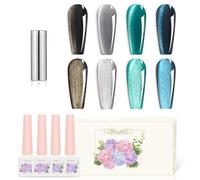 ADHERE Set di 4 smalti UV in gel da 12 ml per unghie e occhi di gatto con scintillio