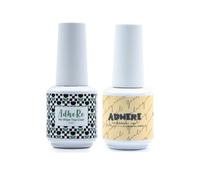 Adhere - Set di smalti in gel con strato superiore e inferiore, 2 x 15 ml, lucido e durevole, con gel temperato a LED UV