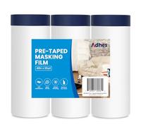 ADHES 3 Rullo Telo Protettivo Per Pittura, Telo Copritutto In Rotolo Bordo Con Nastro Adesivo, Per Mobili/Armadietti/Decorazioni, 1200mm X 27m Masking Film