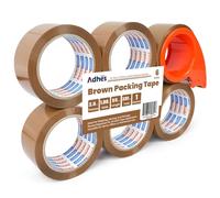 ADHES 6 rotoli per imballaggio film, 48mm x 50m marrone nastro