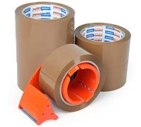 ADHES 6 rotoli per imballaggio film, 48mm x 50m marrone nastro industriale a basso rumore, con taglierina, scatola di cartone per il trasporto e il movimento