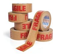 ADHES 6 Rouleau Nastro adesivo da imballaggio stampato Fragile, 50mm x 50m ecologico interamente riciclabile nastro adesivo Kraft stampato per imballaggi