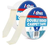 ADHES Doppio Lato Tappeto Tape Heavy Duty, 50MM x 27M x 2 Rotolo,Bianco Rimovibile e Residue-Free antiscivolo Tappeto Gripper per pavimenti in legno duro, Tappeto Tape per Area Tappeto