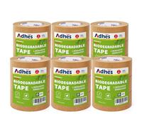 ADHES Kraftpapier-Band, 2 Inch x 60 Yards x 18 Rollen, biologisch abbaubares Papier-Verpackungsband beschreibbar, unbeschichtetes braunes Verschiffenband für das Verschiffen, Bewegen, Versiegeln...